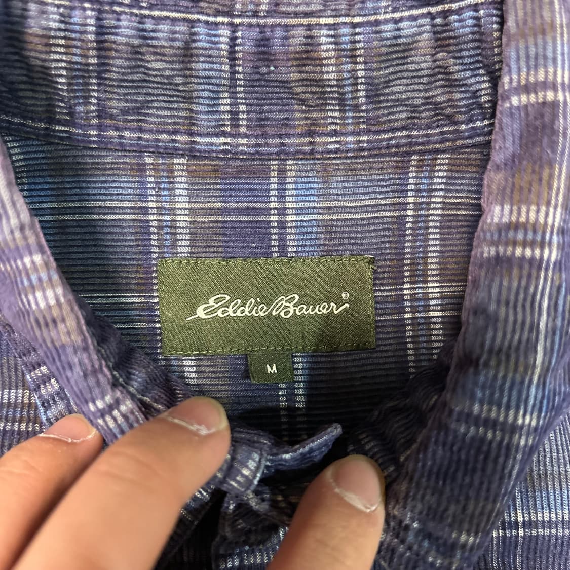 [L]90s 에디바우어 코듀로이 체크 셔츠 상품이미지3