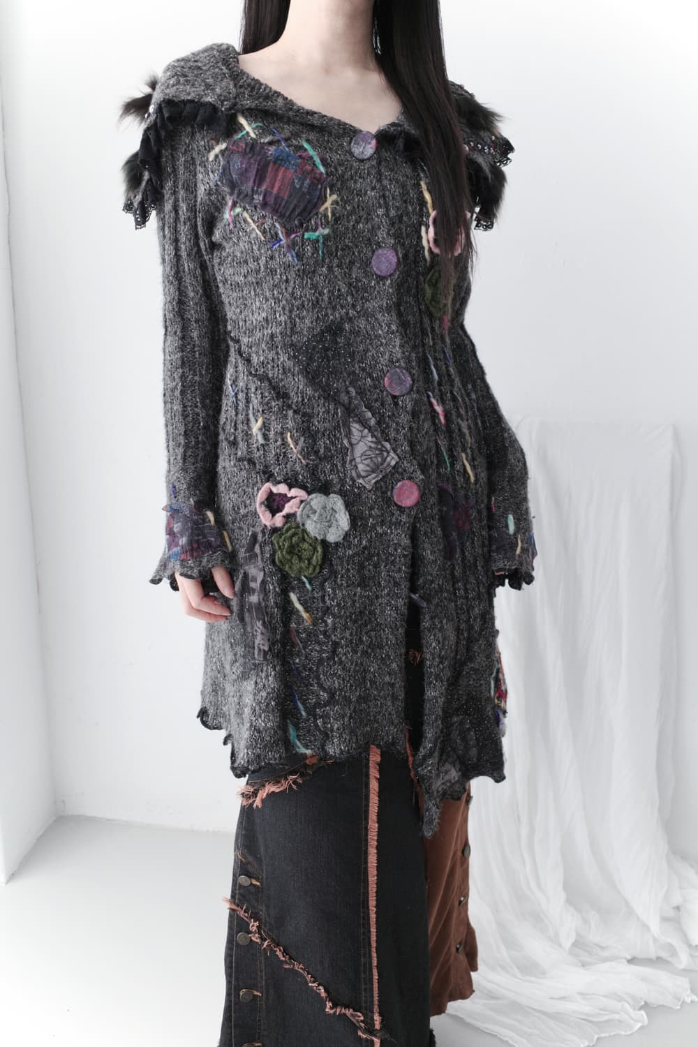 anion jeans) patch damage long skirt 상품이미지7