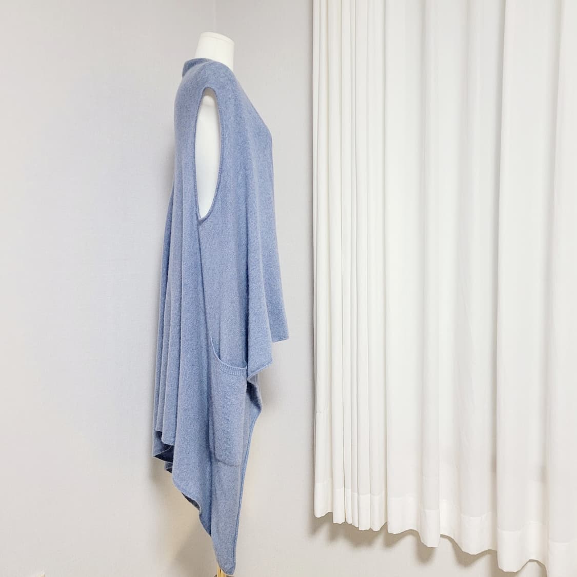 King Deer 캐시미어 100% 오픈형 언발란스 니트 롱베스트  상품이미지4