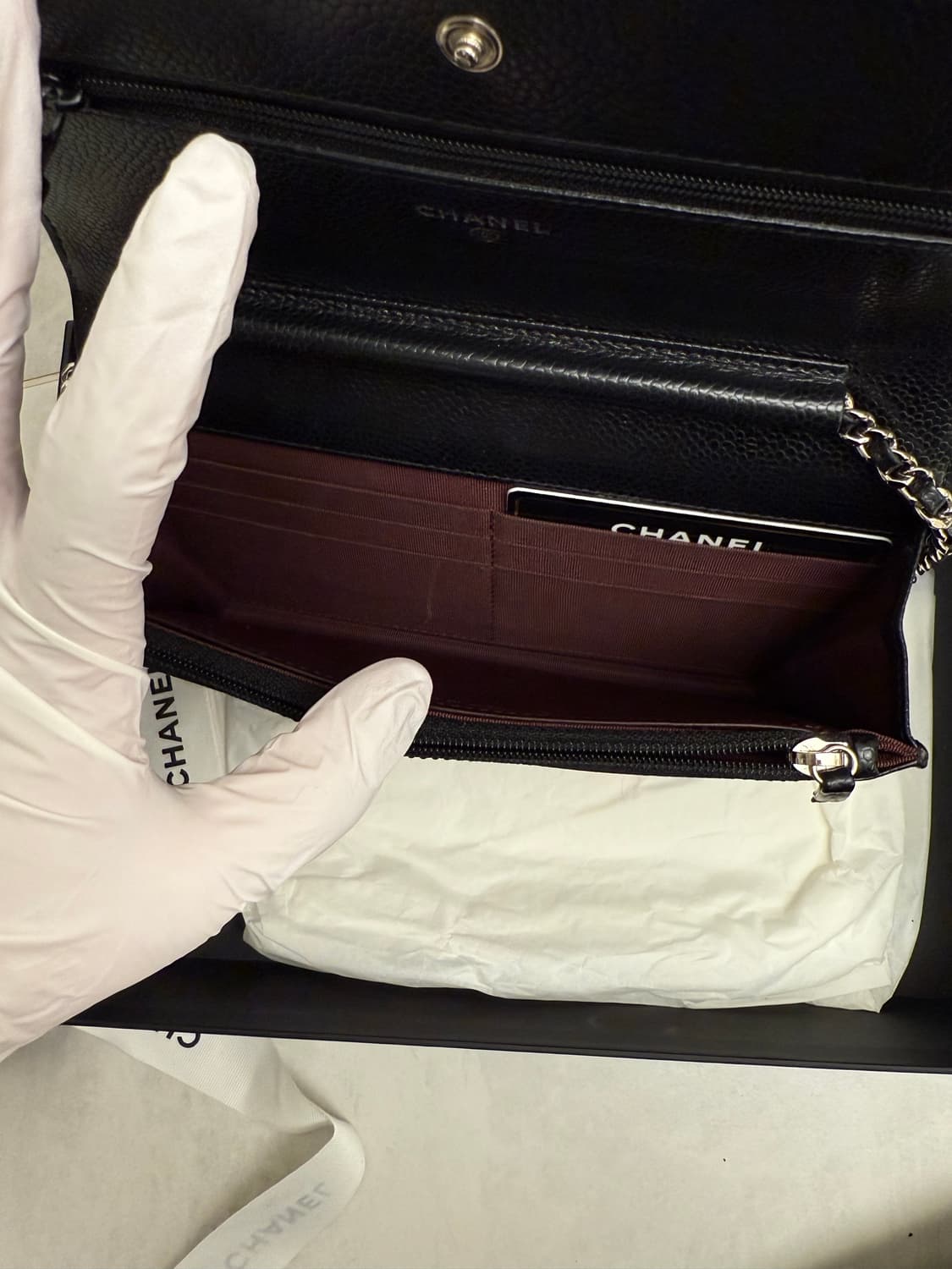 샤넬 블랙 캐비어 은장 체인 숄더백 상품이미지5