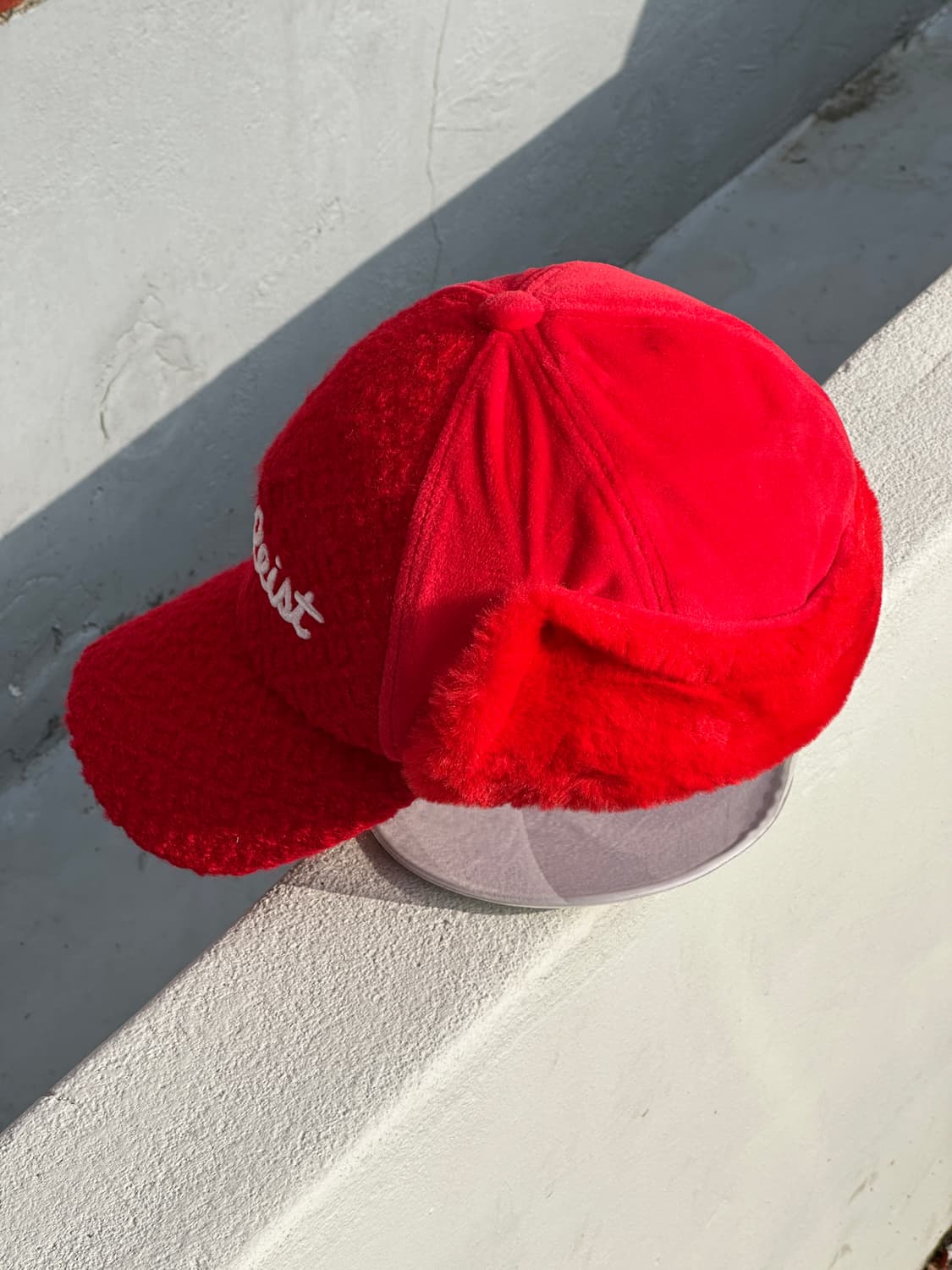 [S-M] 타이틀리스 로고 레드 트윌 이어머프 볼캡 모자 골프 상품이미지3