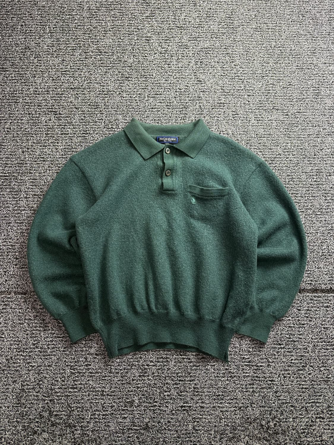 90s YSL 입생로랑 아카이브 딥카키 미니멀 카라넥 2955 상품이미지2