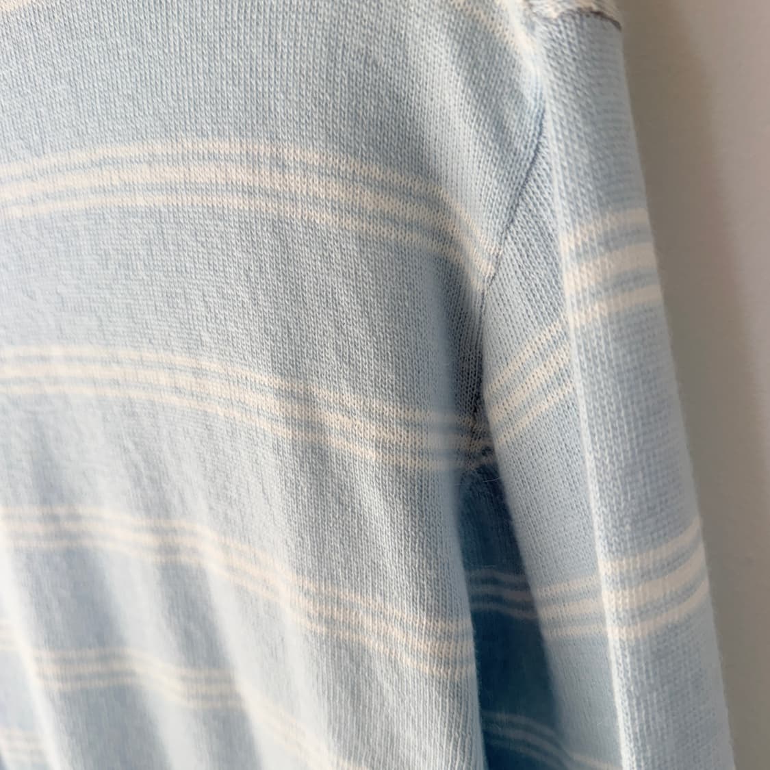 Lepvonj 레프본 스트라이프 브이넥 여름니트 스카이블루 상품이미지6