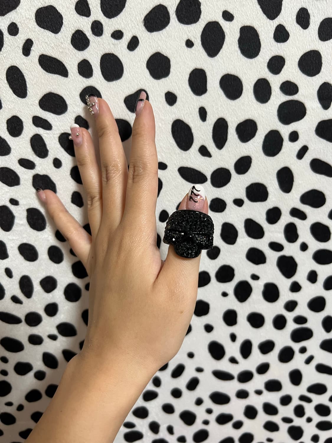 갸루 펑크 빈티지 해골 큐빅 반지 상품이미지7