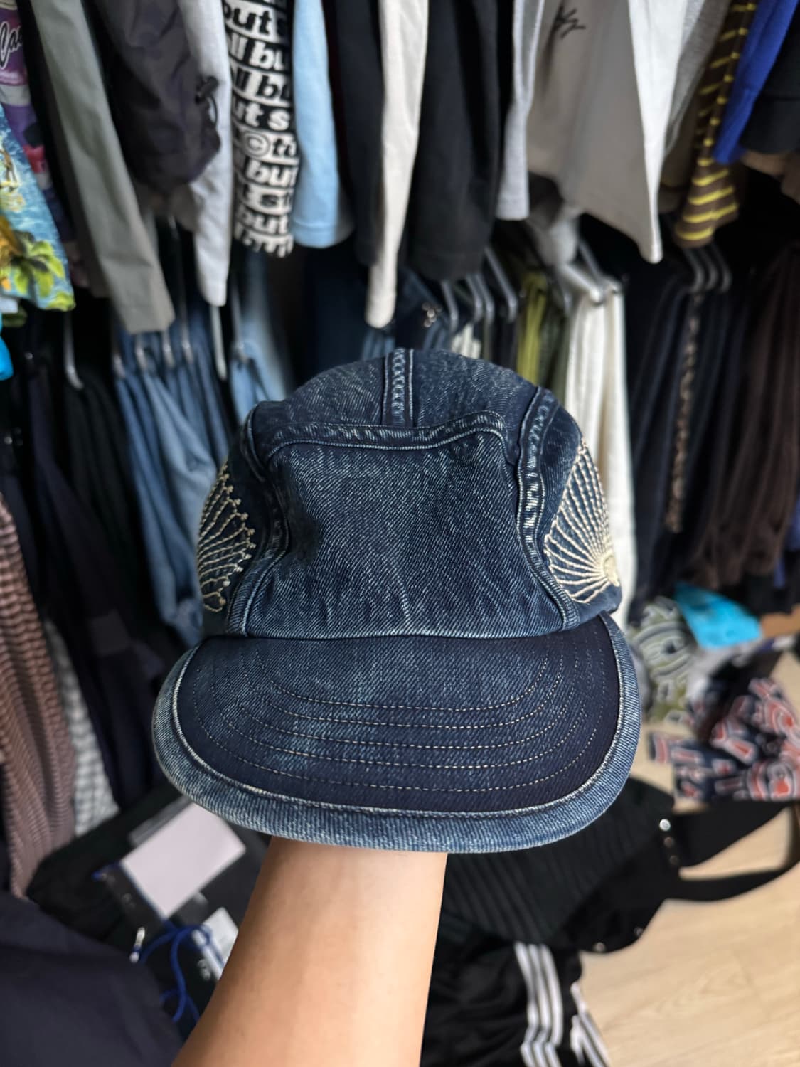 캐피탈 10온즈 IDG 후로시키 자수 데님 캠프 캡 인디고 상품이미지2