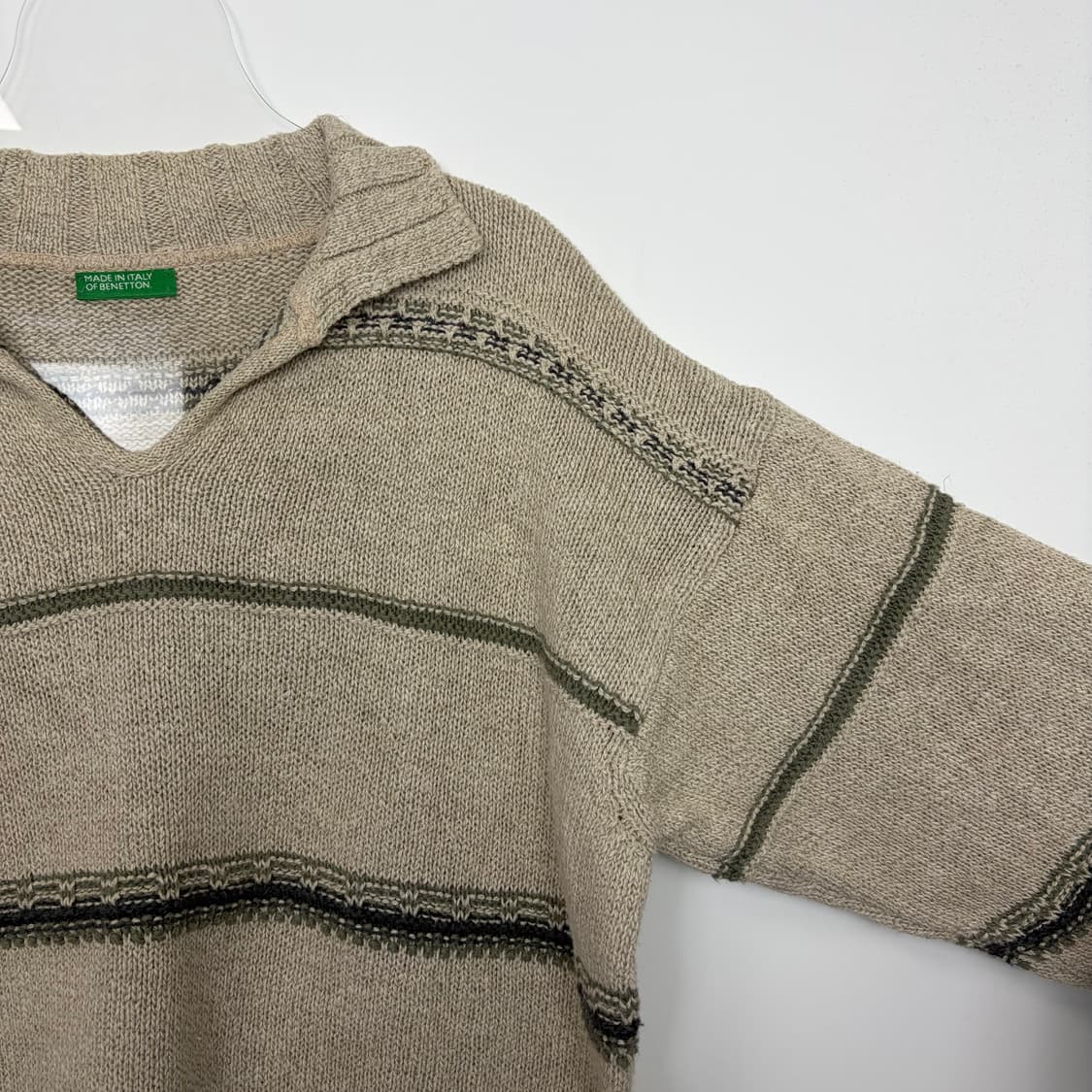 90s 유나이티드 컬러스오브 베네통 패턴 니트 티셔츠 상품이미지4