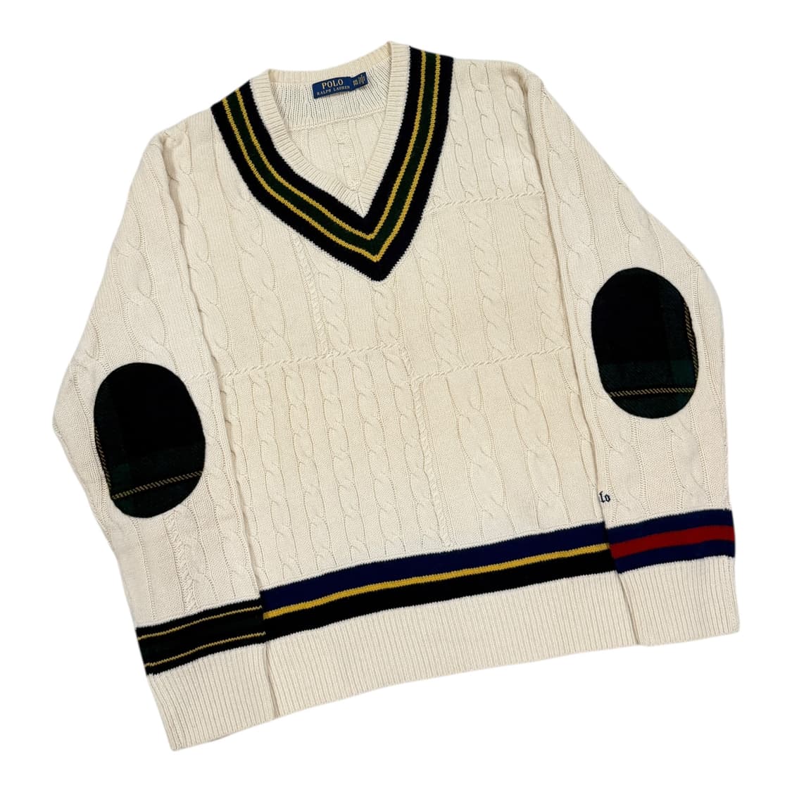 폴로 랄프로렌 믹스드 크리켓 캐시미어 울 브이넥 니트 아이보리 2XL 상품이미지2