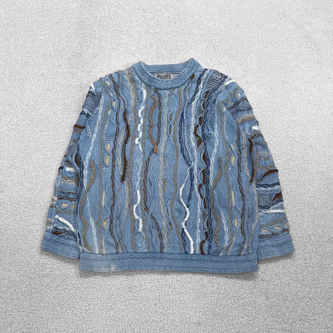 쿠지 Coogi 케이블 라운드 니트 하늘 상품이미지1