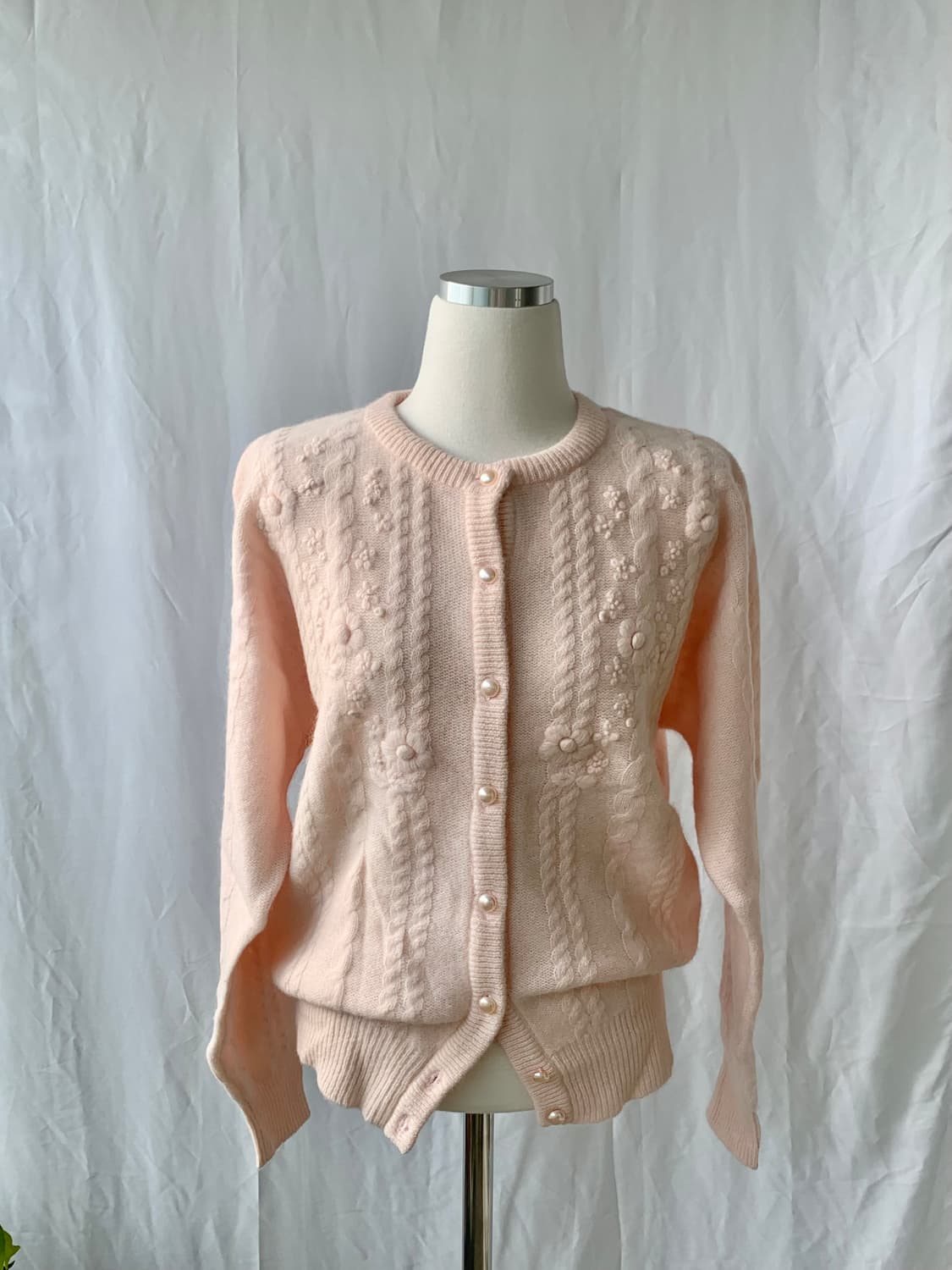 앙고라 벚꽃 핑크 가디건 상품이미지1