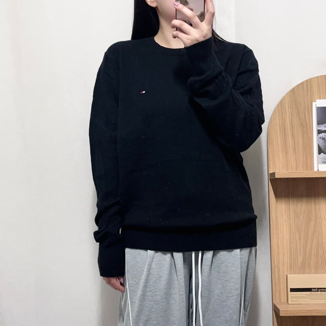 [정품] 타미 블랙 램울 라운드 니트 [ XL ] 상품이미지3