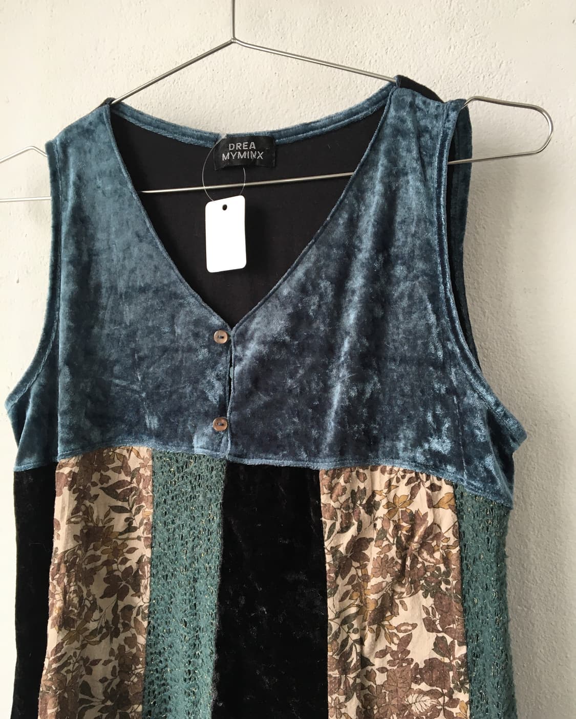 Patch work point velvet layer sleeveless 상품이미지4