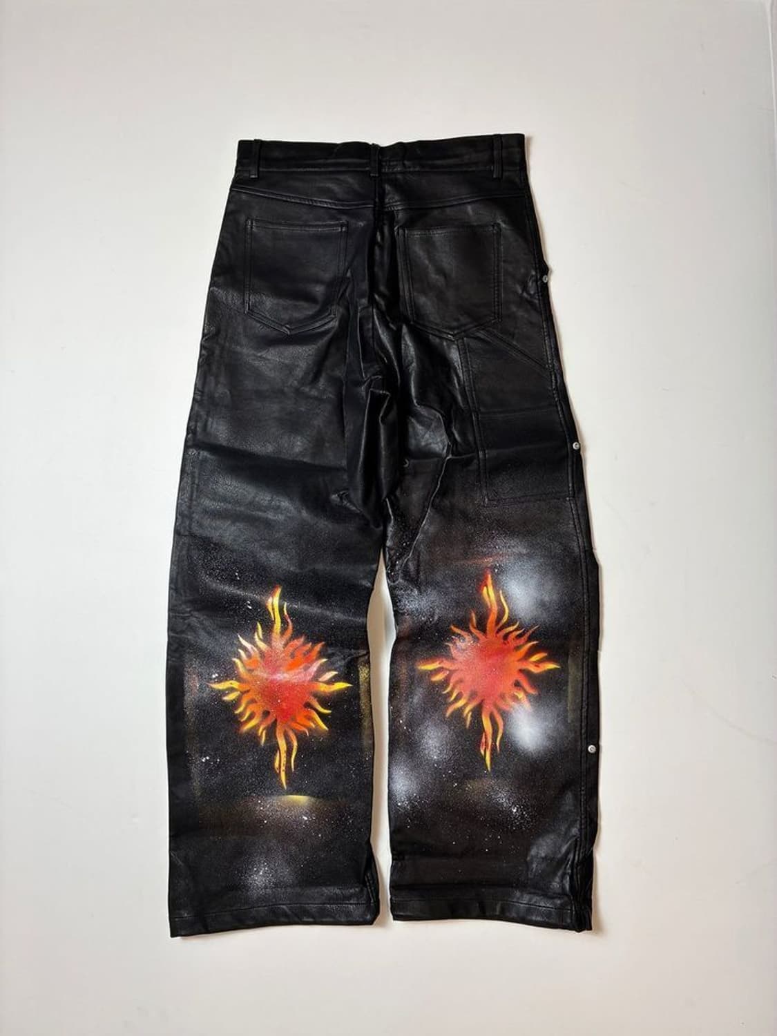 라퍼지스토어 버핑 레더 더블니 와이드 팬츠 PN8235 상품이미지1