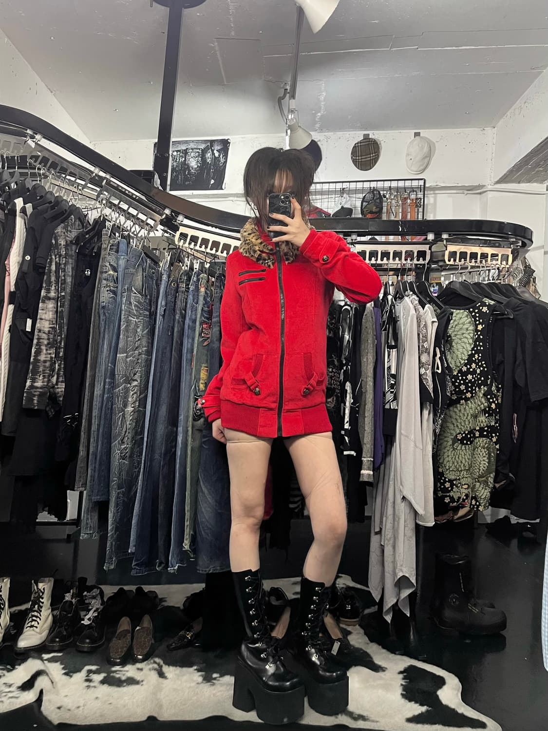 카라 레오파드 포인트 Y2K 집업 상품이미지1