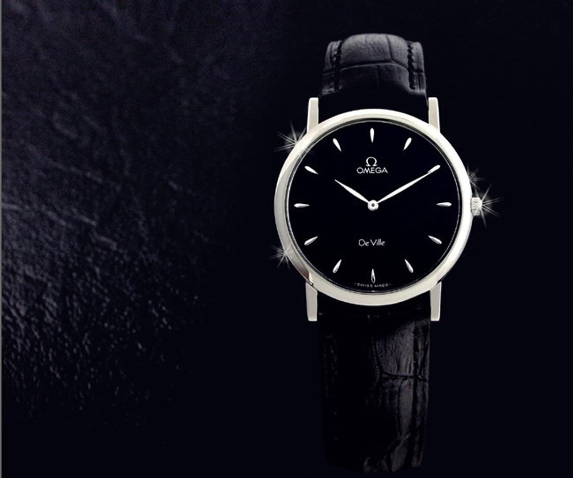 오메가 드빌 블랙판 쿼츠 남성 가죽 시계 상품이미지6