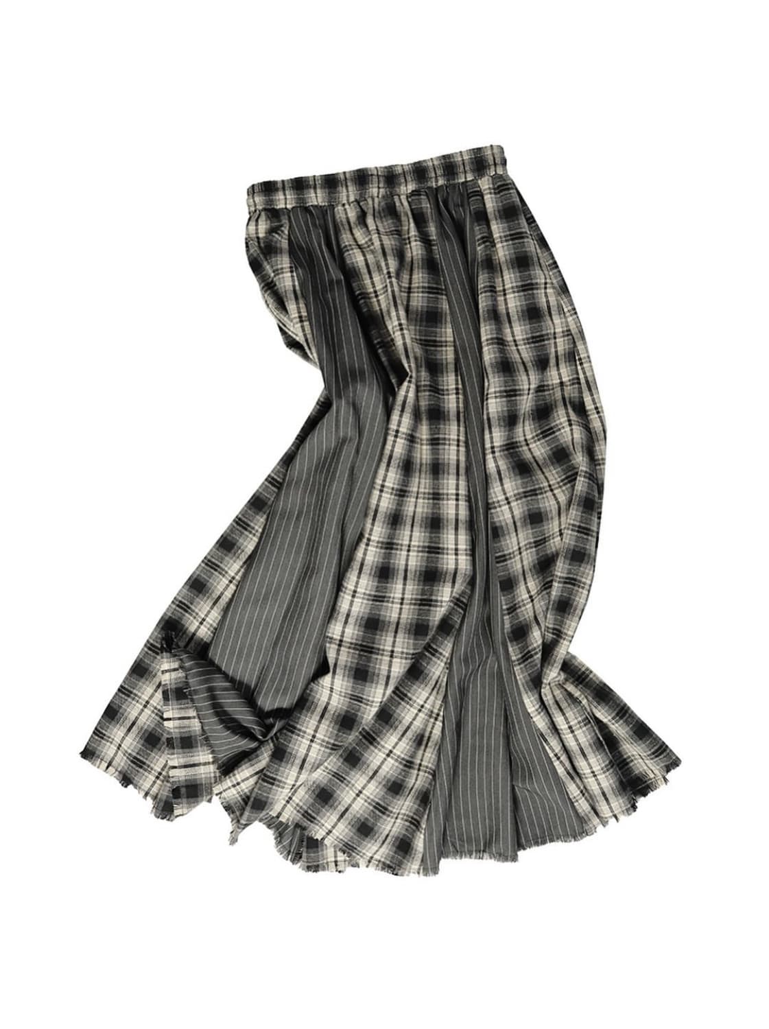 플리즈프로젝트 오버 체크 맥시 스커트 블랙 상품이미지3