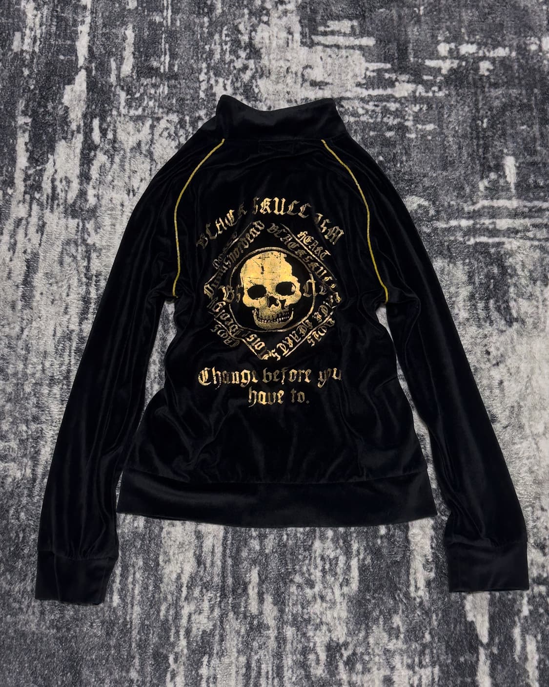 {Dia Star} Gold Skull Velvet Jacket 상품이미지2