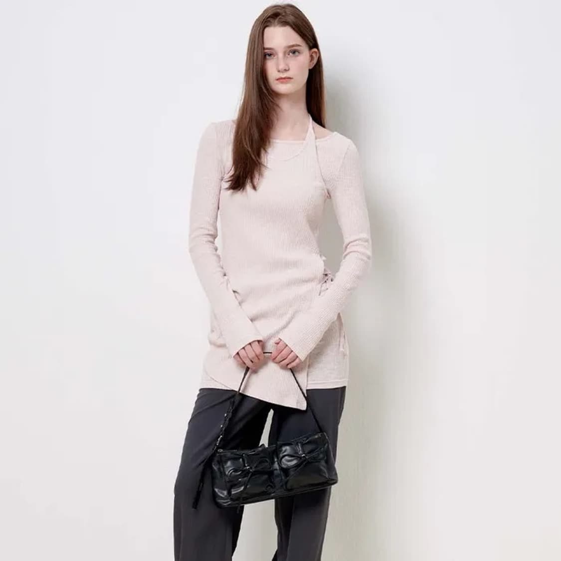 플랙 plac 스트링 더블 레이어드 원피스 라이트 핑크 상품이미지2