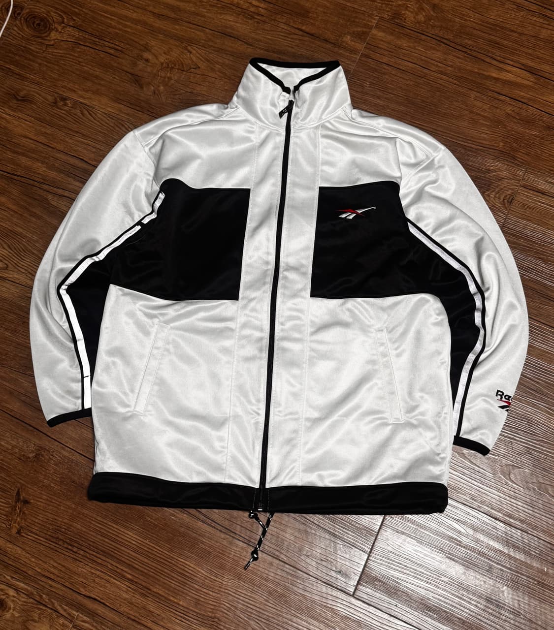 [M] 리복 블랙 화이트 오버핏 져지 트랙탑 상품이미지2