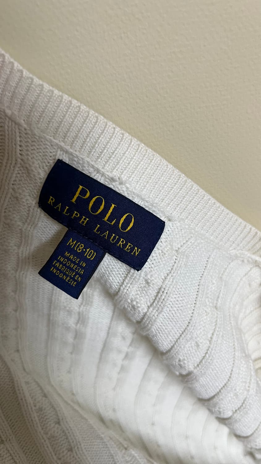폴로 화이트 아이보리 니트 꽈배기 가디건 M 8-10 상품이미지6