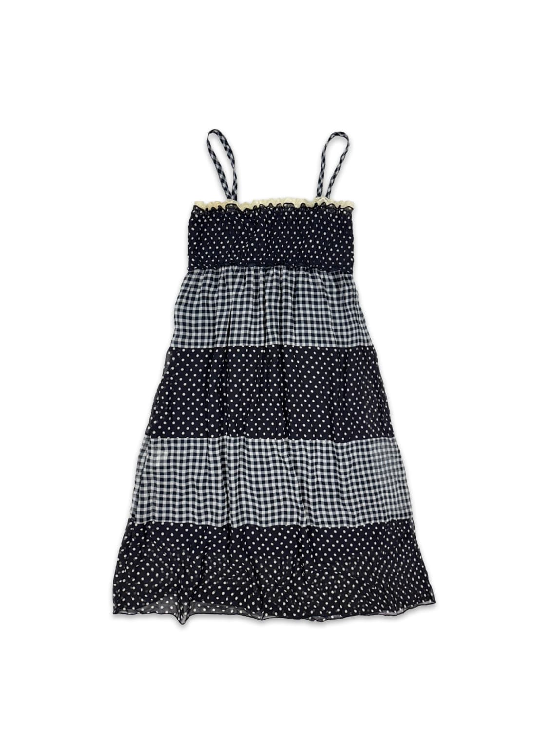 빈티지 네이비 도트 2way 원피스 스커트 상품이미지1