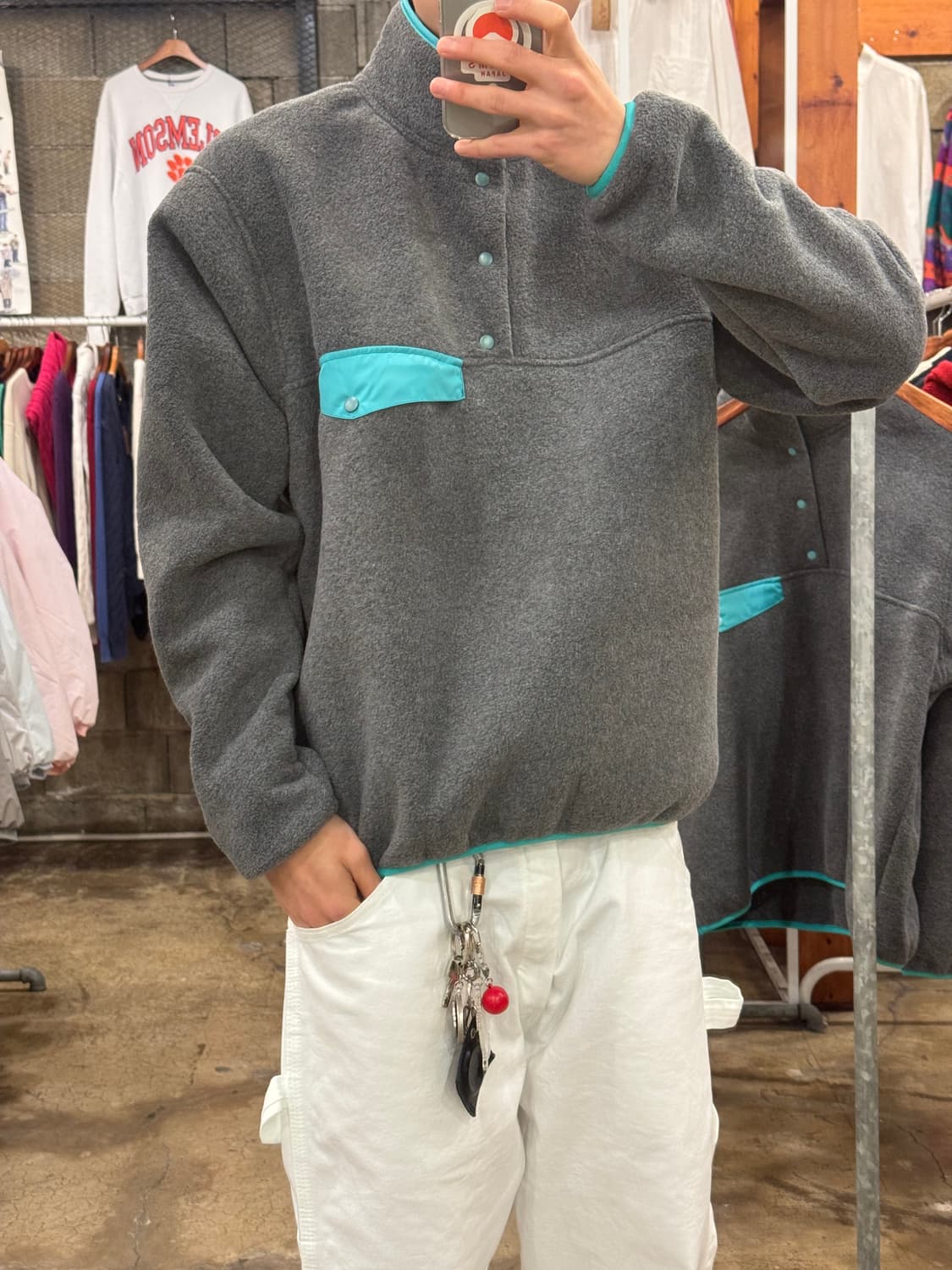 (새상품) 빈티지 아웃도어 플리스 스냅티 상품이미지5