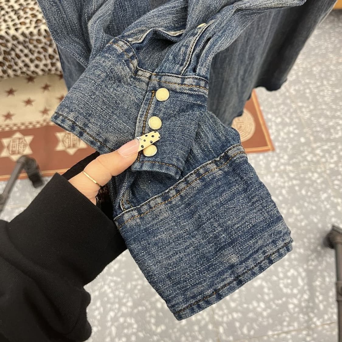 랭글러 웨스턴 컨트리 빈티지 워싱 데님 셔츠 XL C09760 상품이미지6