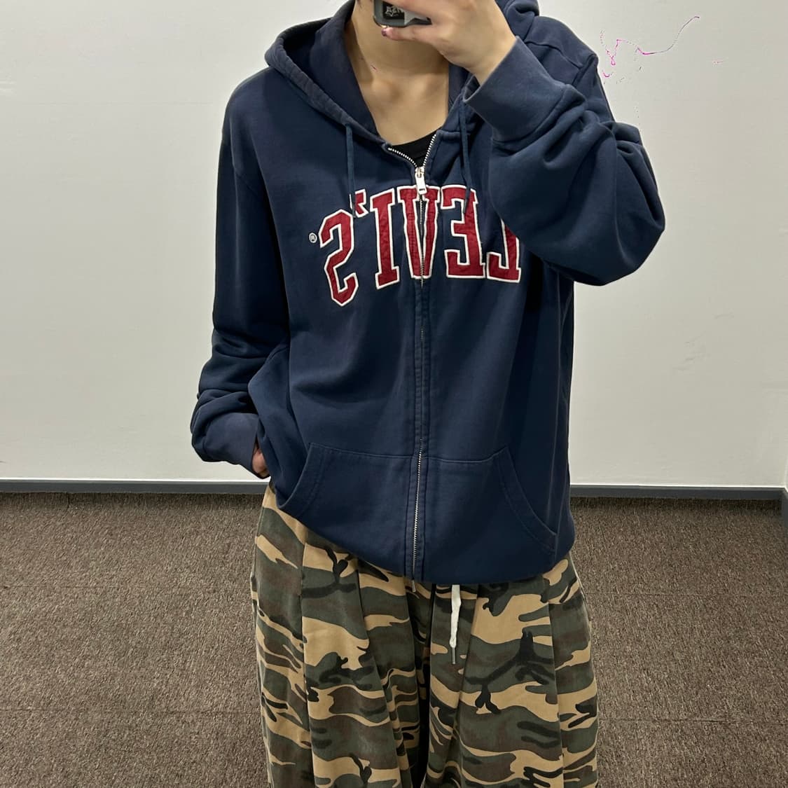Levis 리바이스 레드 로고 네이비 후드집업 상품이미지1
