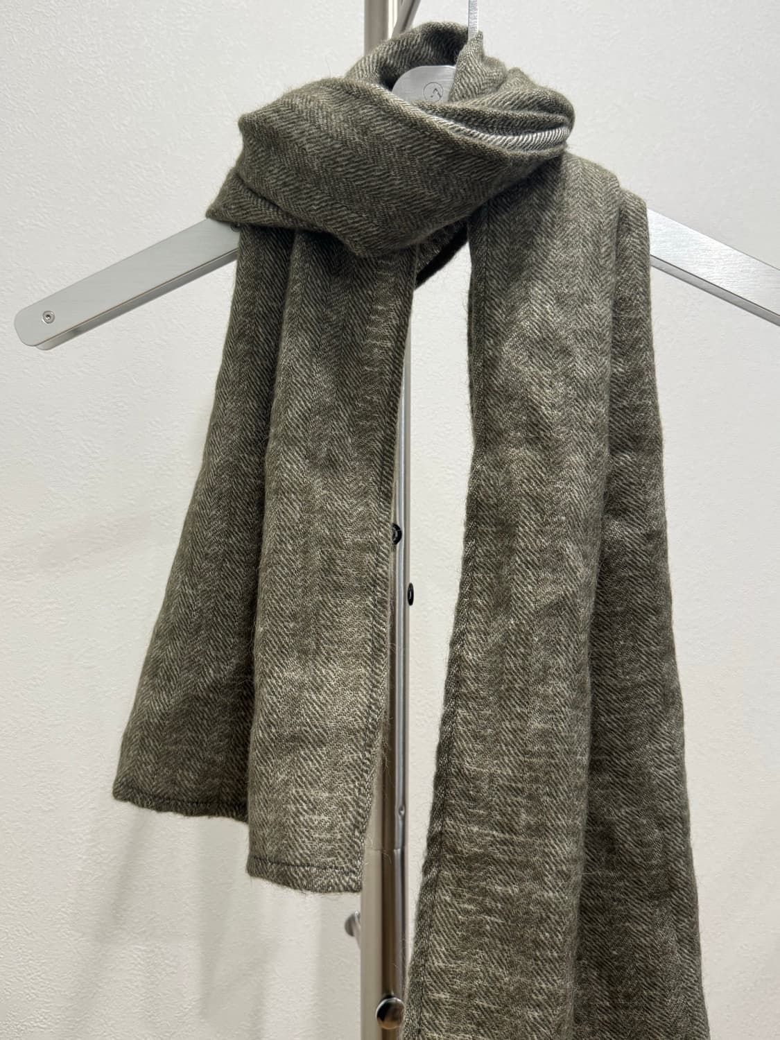 요지야마모토 라이트 카키 울 머플러 상품이미지2