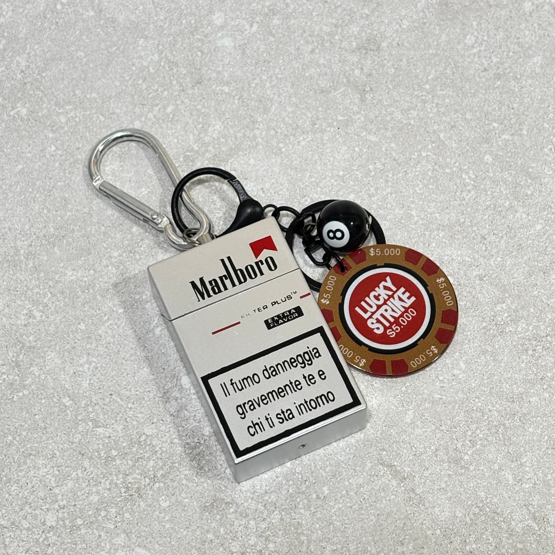 Oribell 말보루 재떨이 스틸 케이스 럭키스트라이크 칩 키링 열쇠고리 상품이미지4