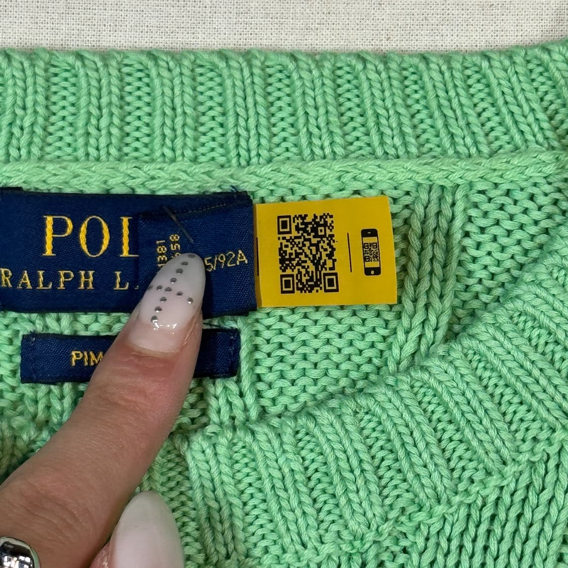 M) 폴로 랄프로렌 피마코튼 케이블 반팔 니트 신형 큐알탭 상품이미지8