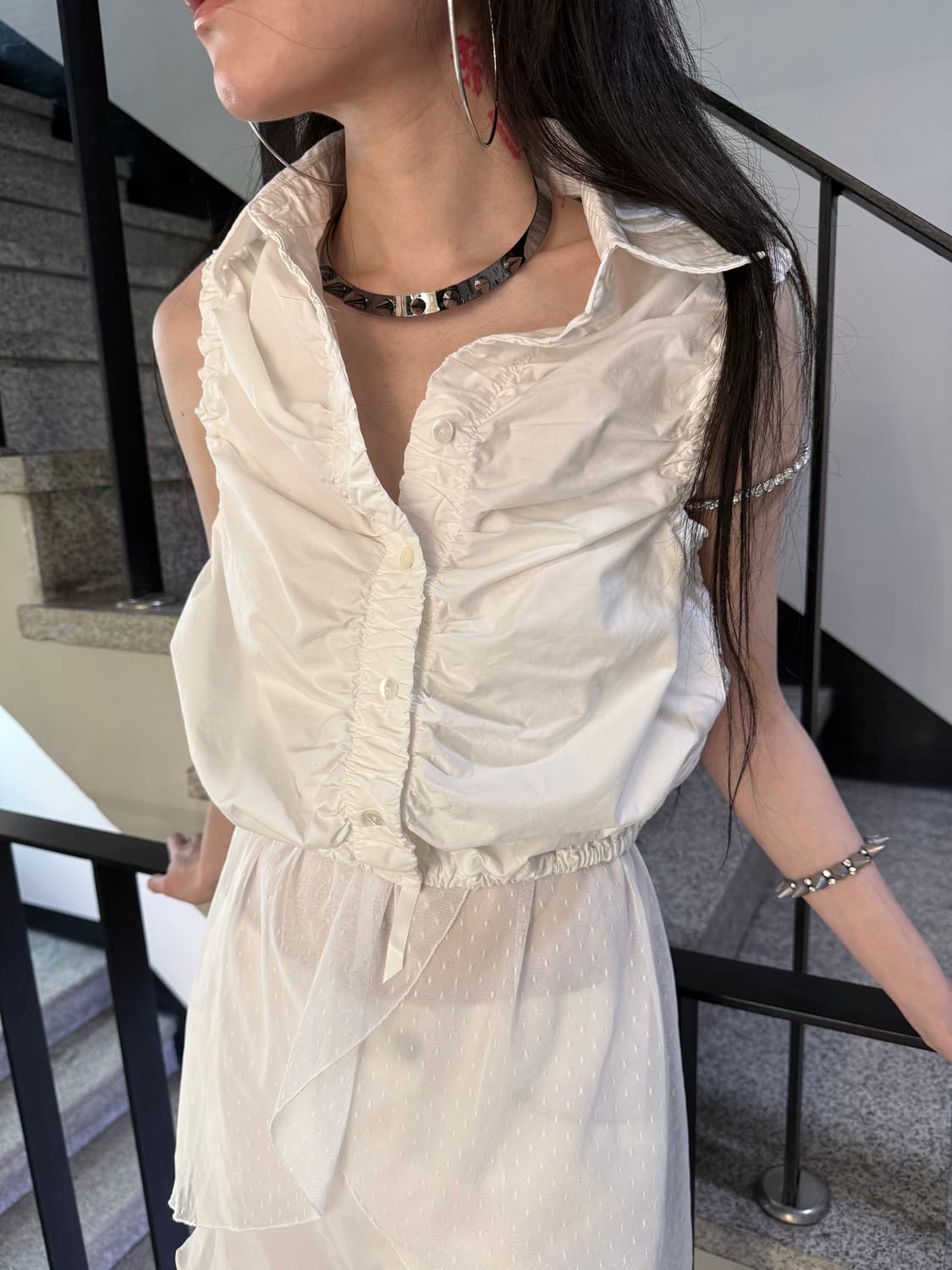 shirring sleeveless shirt 상품이미지1