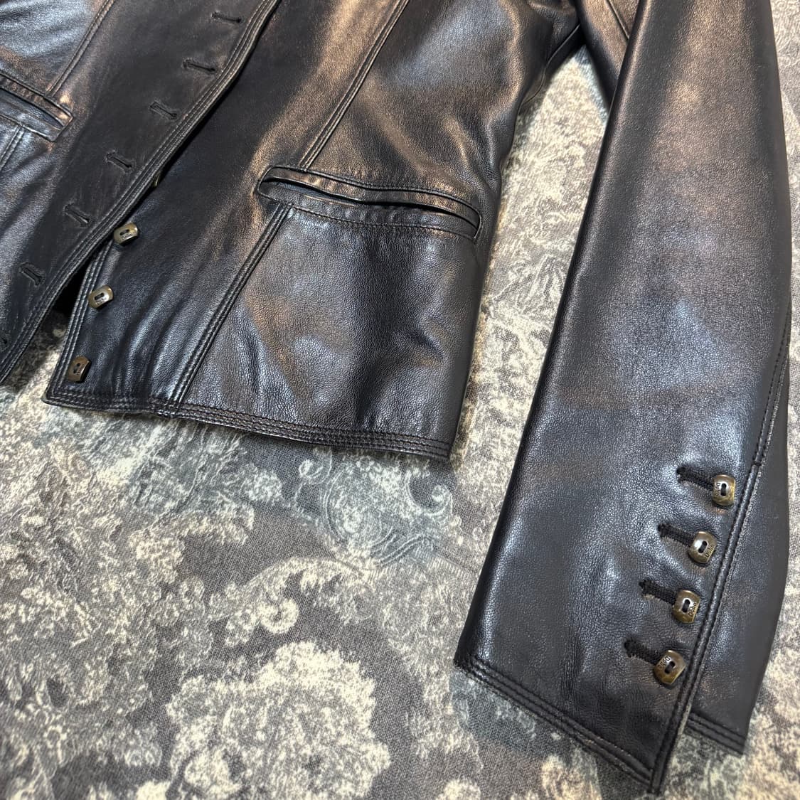 램스킨 슬림버튼 레더 자켓 상품이미지6