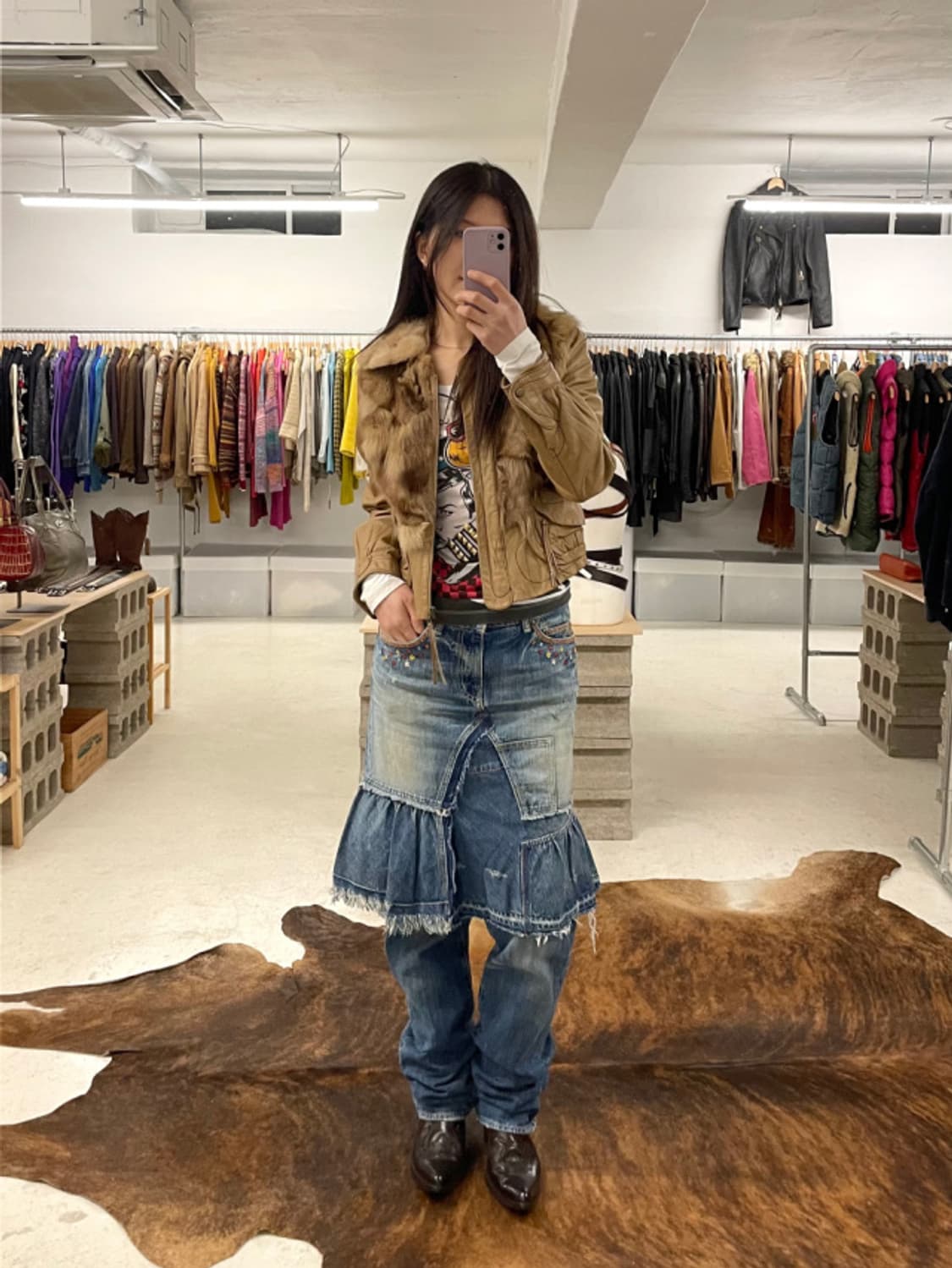 VTG leather grizzly fur Jacket 퍼 레더 자켓 상품이미지2