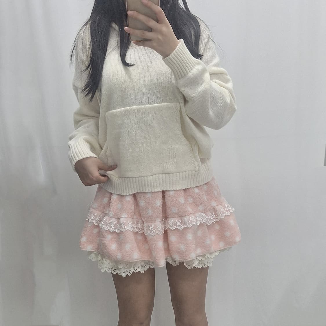 마카롱 스커트 핑크 갸루 히메갸루 라떼갸루 러블리 도트 큐롯 상품이미지7