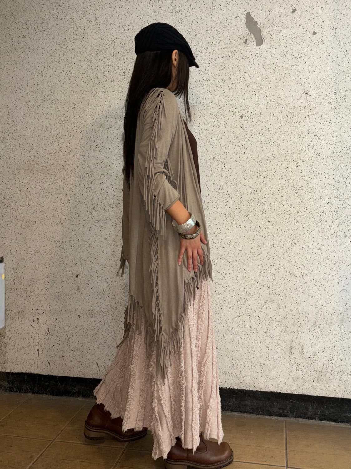 G.o.a깔 디테일 드레이프 숄 상품이미지1