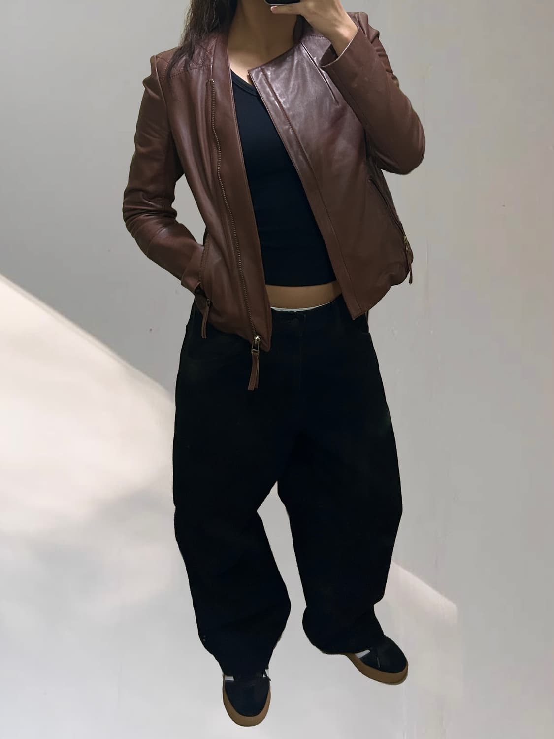 빈티지 니트믹스 브라운양가죽 자켓 상품이미지10