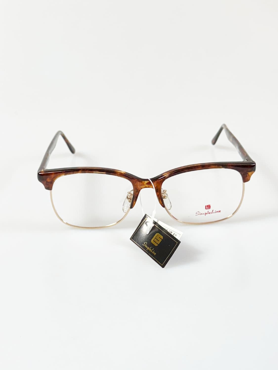 90s SIMPLE LINE 브라운톤 하금테 스퀘어 빈티지 안경 상품이미지2