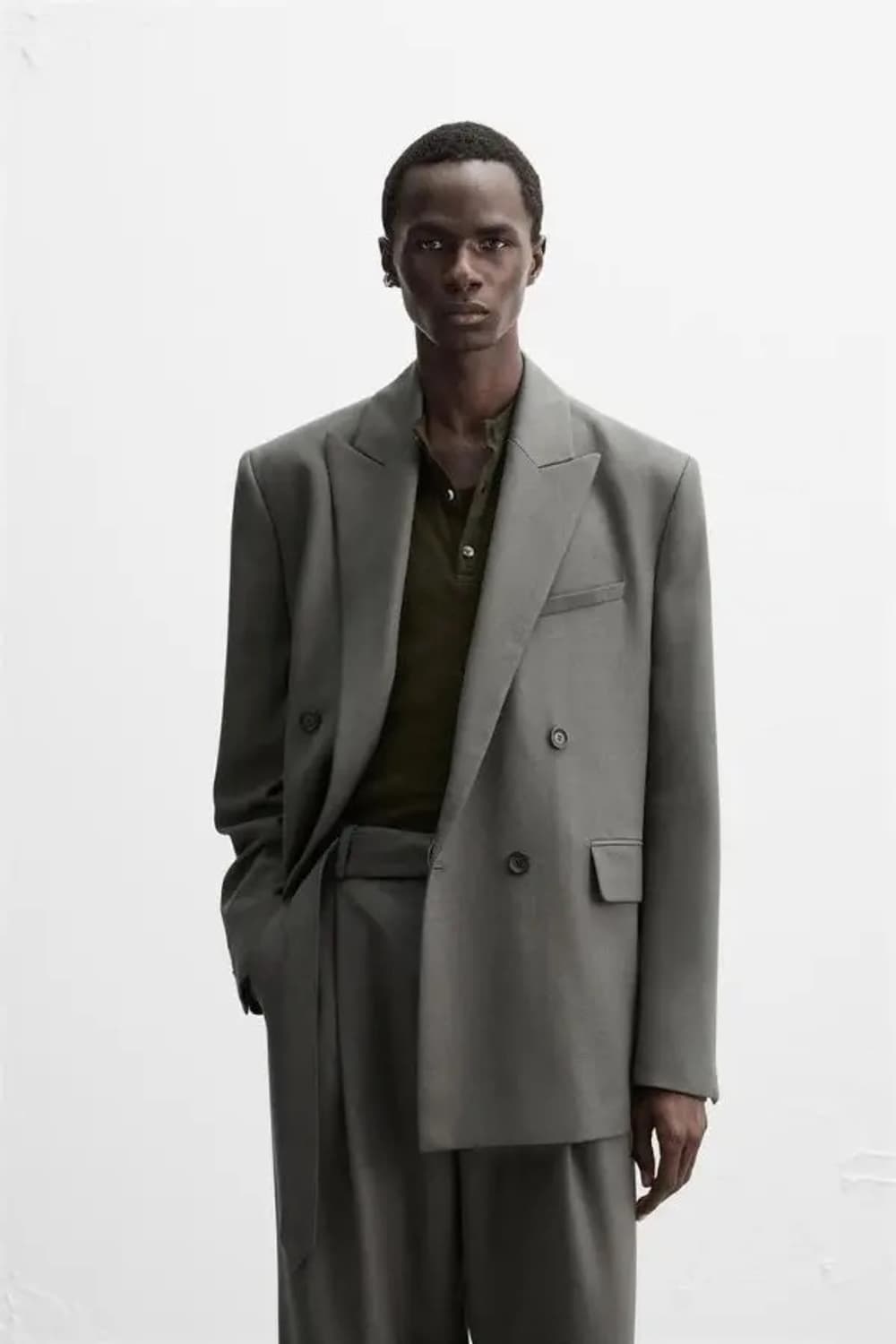 ZARA X Nanushka 더블 버튼 자켓 (그레이 48, 새상품) 상품이미지7