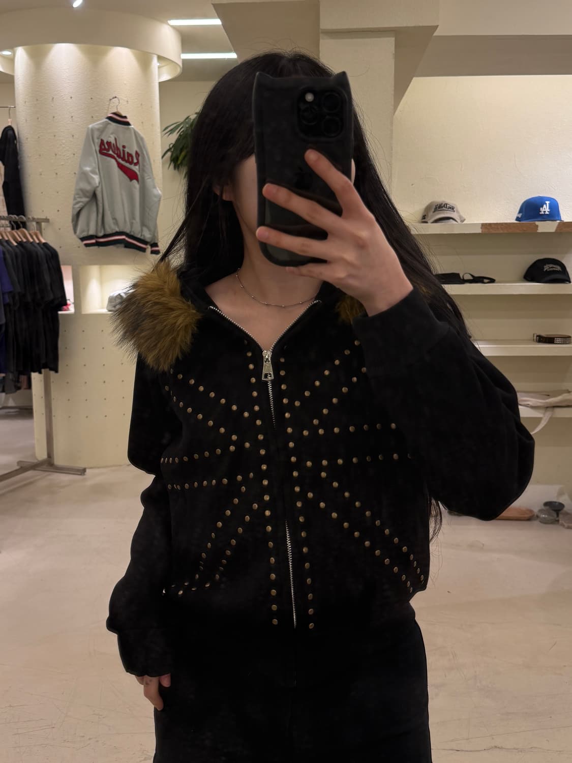 Y2K 빈티지 도트 울프죠 후드 집업  U5 상품이미지1