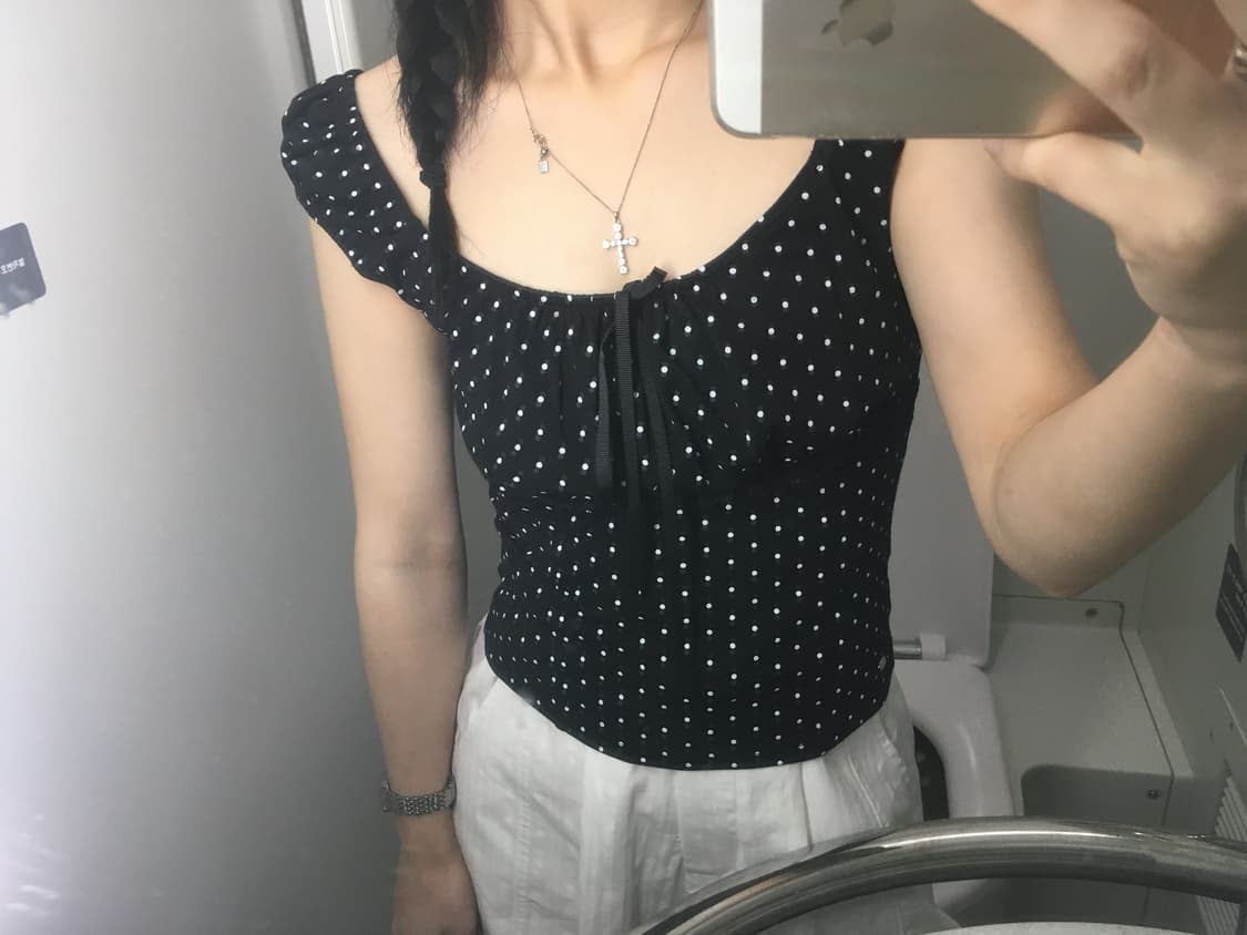 페일제이드 Dot Ribbon Cap Sleeve T 상품이미지3