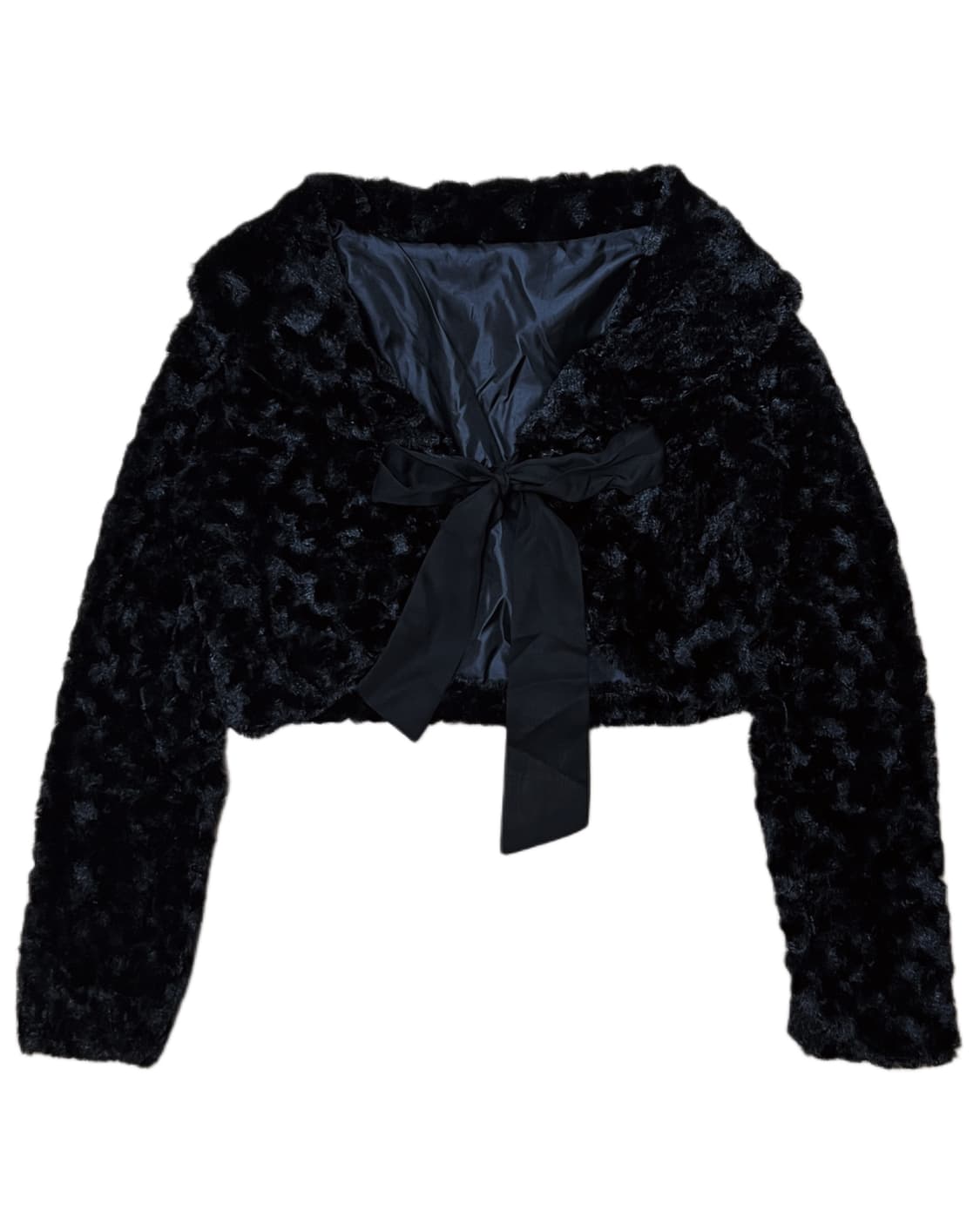 블랙 퍼 리본 가디건 갸루 상품이미지8