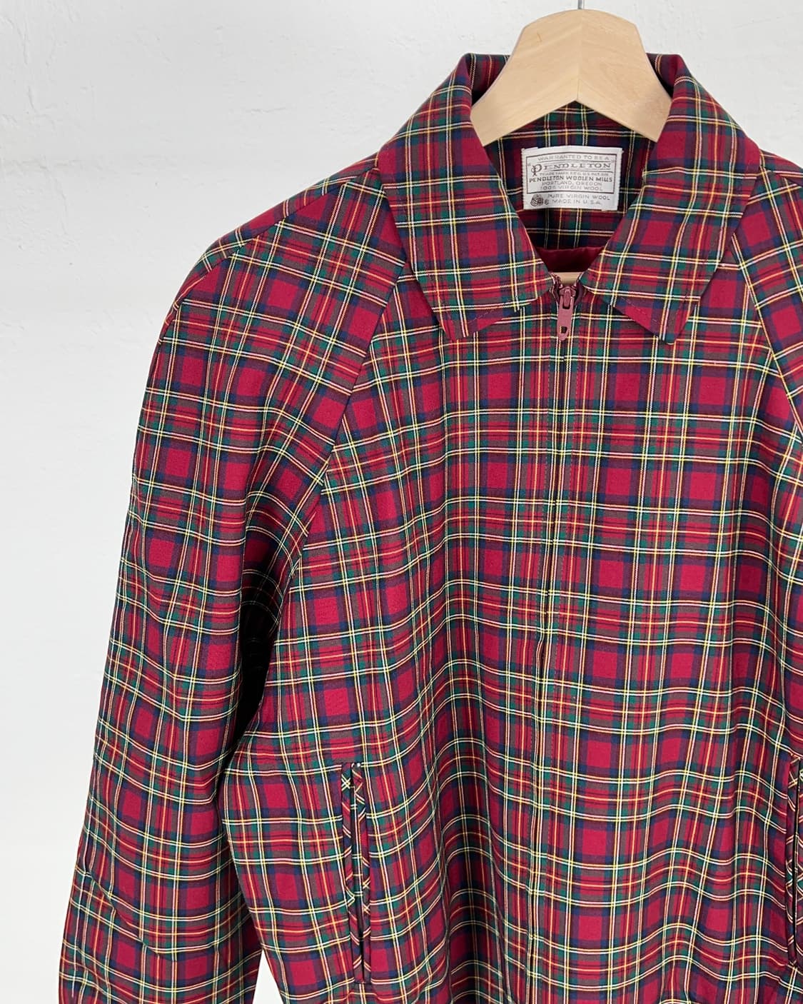 펜들턴 타탄 체크 셔링 울 블루종 자켓 상품이미지2