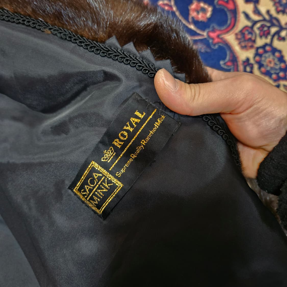 Jinhung Saca Mink 100% 빈티지 배색 숏 가오리핏 밍크 상품이미지8