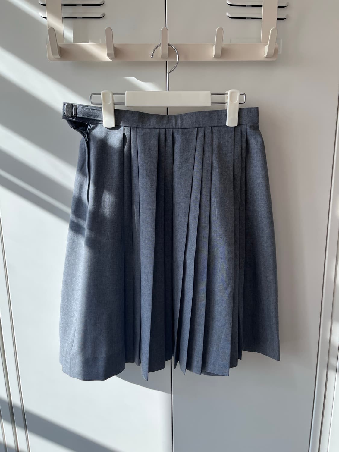 Japanese vintage  그레이 주름 플리츠 미디스커트 상품이미지7