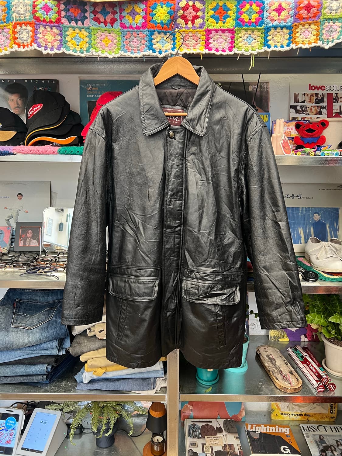 Vintage Japanese Black Leather Long Coat 상품이미지1