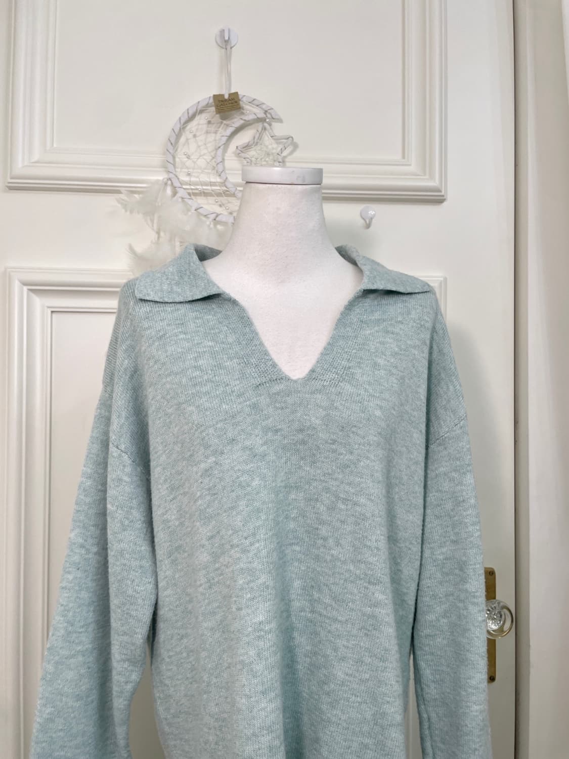 mint melange loose collar knit top 상품이미지5