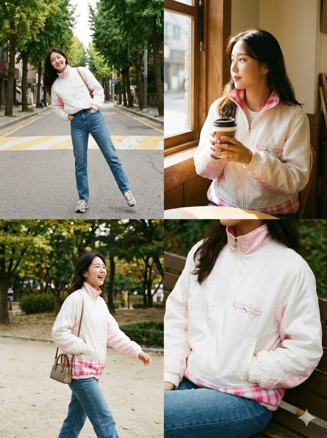 [꾸레쥬] 딸기우유 핑크 타탄체크 믹스 빈티지 자켓 64(M) 상품이미지1