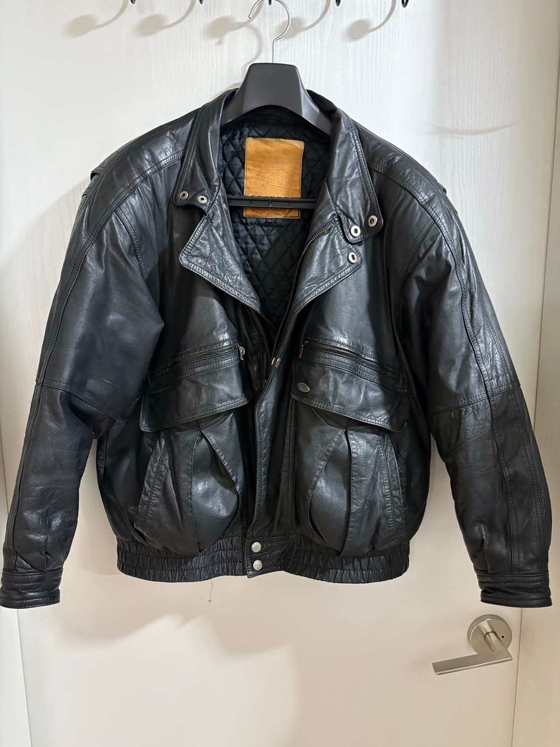 80s-90s vintage leather bomber jacket 상품이미지4