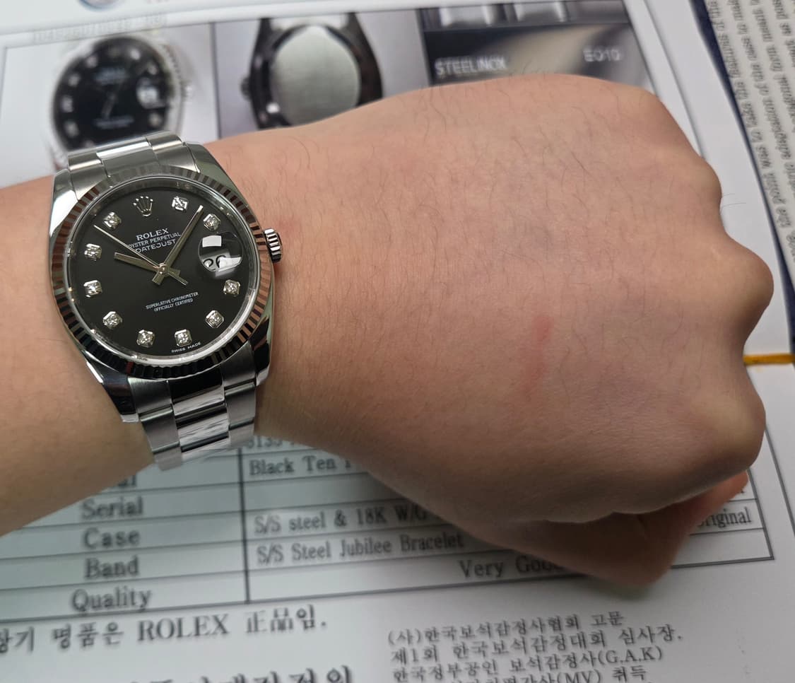 롤렉스 데이저스트 116234 블랙 10P다이아(검텐포) WG플루티드베젤 상품이미지9