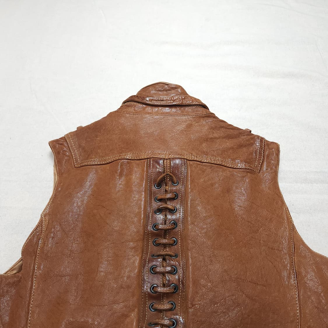 [XXS] 닐바렛 브라운 소가죽 조끼 자켓 상품이미지5